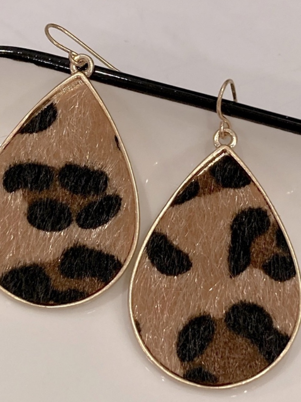 Carol  Dauplaise Leopard Print Teardrop Earrings